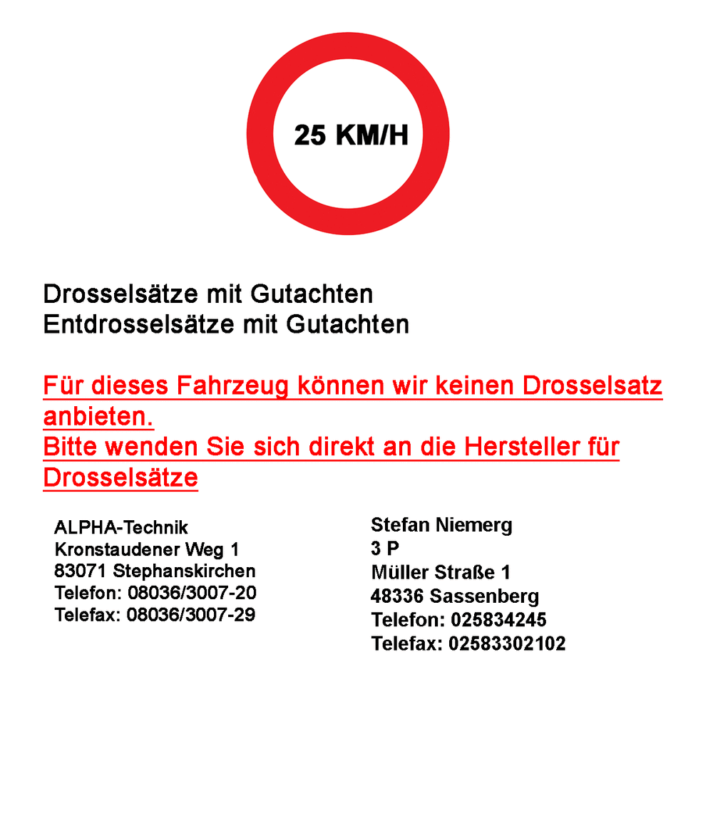 Drossel-/Entdrosselsätze