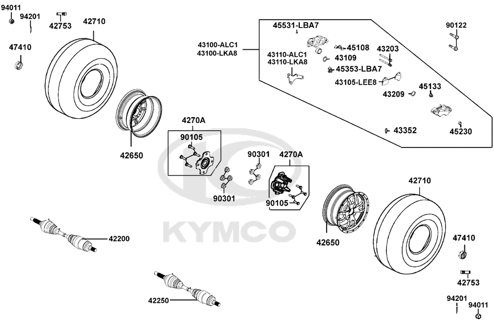 Räder hinten mit Bremse & Antriebswelle Räder hinten mit Bremse & Antriebswelle