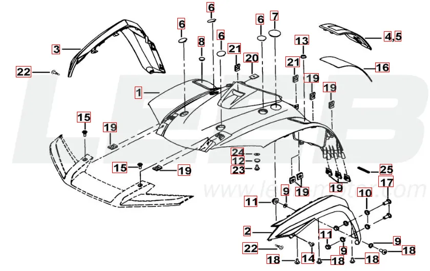 Frontverkleidung rot