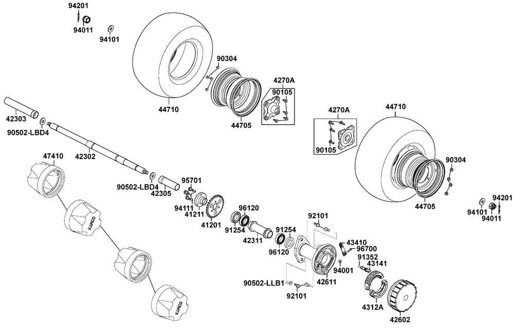 Räder hinten, Antrieb mit Bremse Räder hinten, Antrieb mit Bremse