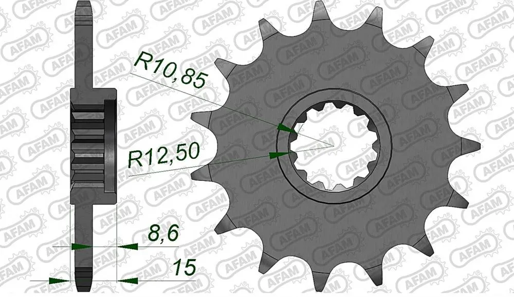 afam_ritzel_vorne_24510 AFAM Kettensatz Stahl 520 XSR-G 15x40 - Kawasaki ZX-6R Ninja 2003-04