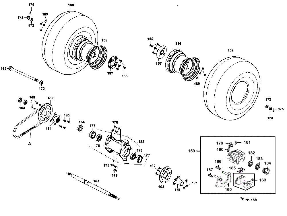 Räder hinten, Antrieb mit Bremse Räder hinten, Antrieb mit Bremse