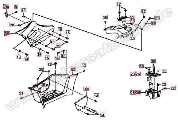 Fussstützen und Tankabdeckung