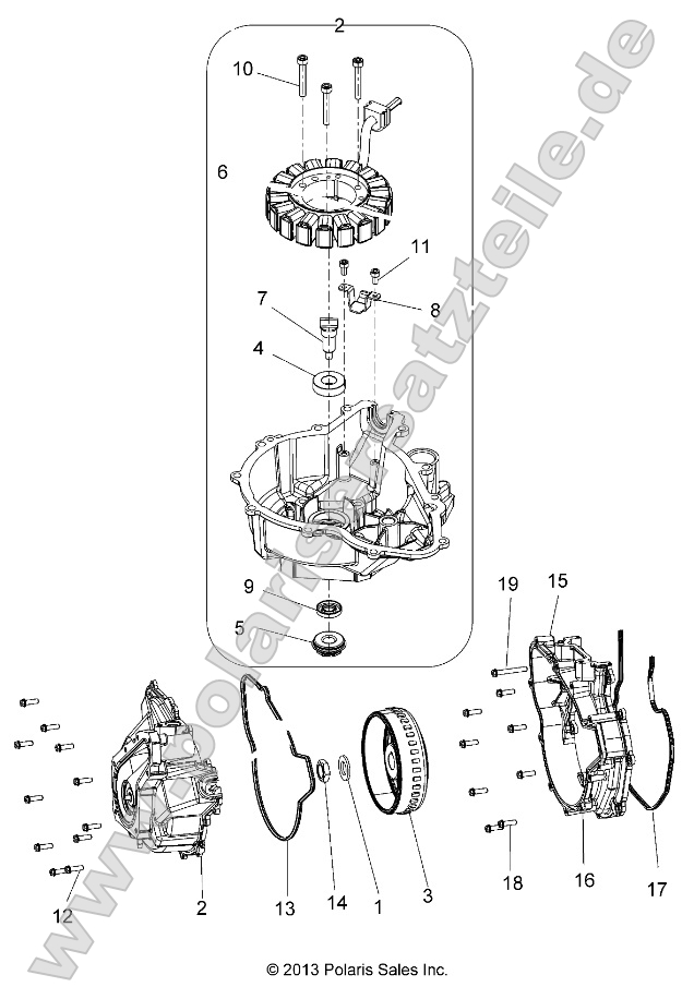 Engine, Stator Cover and Flywheel