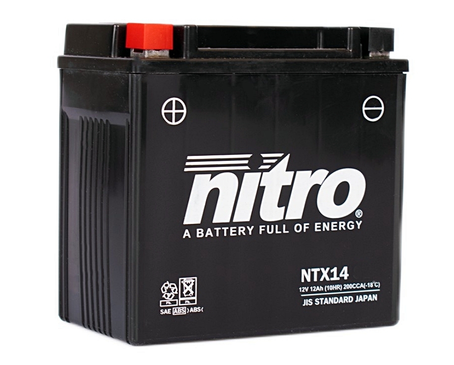 Nitro NTX14-BS AGM Batterie 12V 12AH - Einbaufertig (YTX14-BS FTX14-BS) Nitro NTX14-BS AGM Batterie 12V 12AH - Einbaufertig (YTX14-BS FTX14-BS)