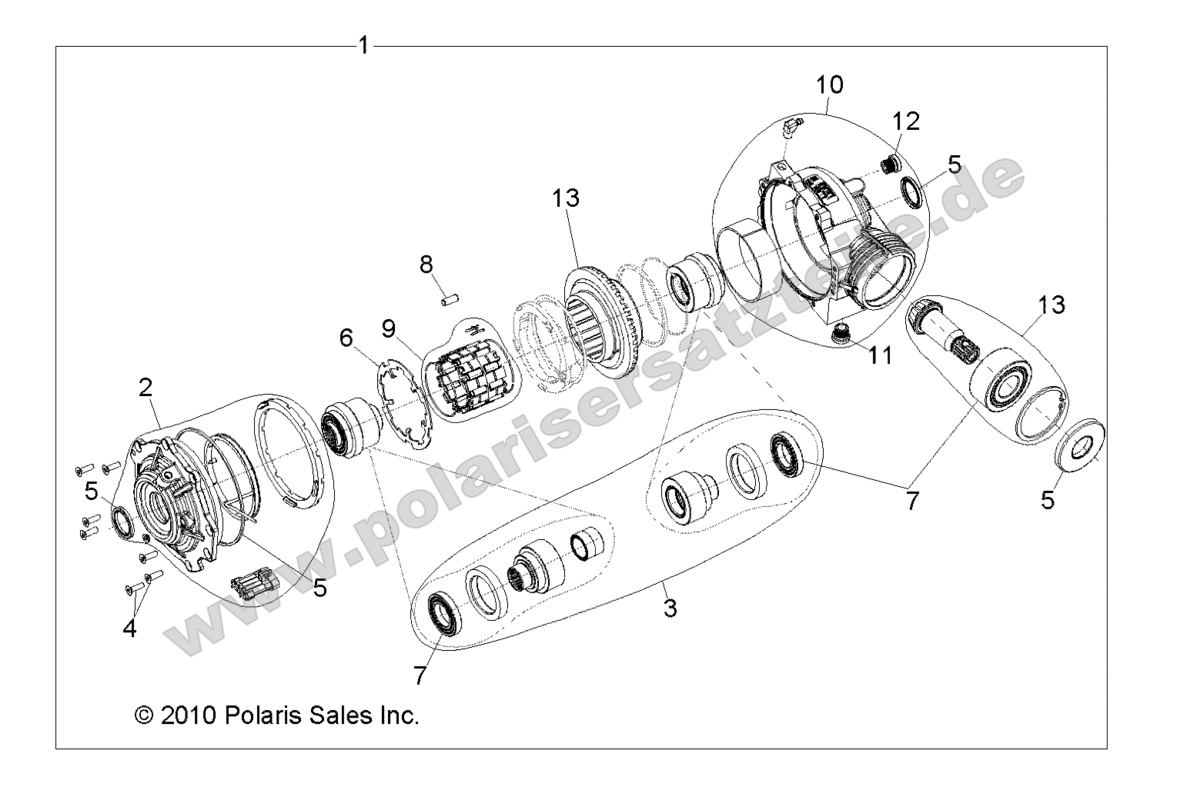 DRIVE TRAIN, FRONT GEARCASE INTERNALS 1332842 DRIVE TRAIN, FRONT GEARCASE INTERNALS 1332842