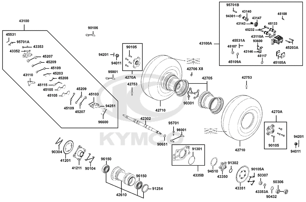 Räder hinten, Antrieb mit Bremse Räder hinten, Antrieb mit Bremse