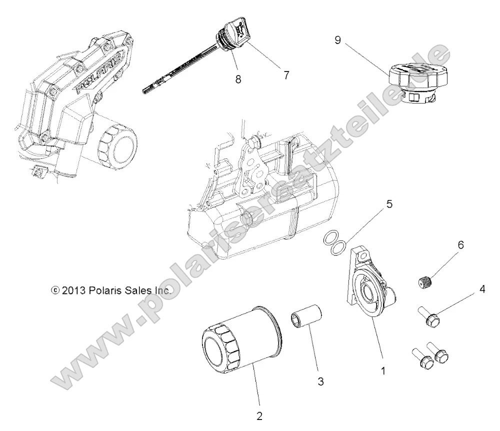 Engine, Oil Filter and Dipstick
