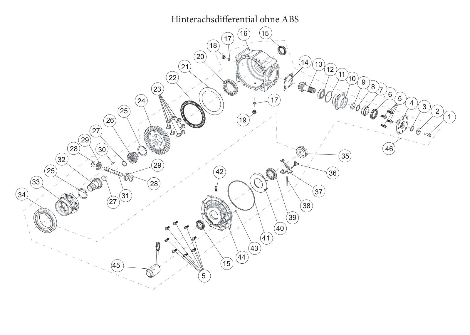 Hinterachsdifferential ohne ABS