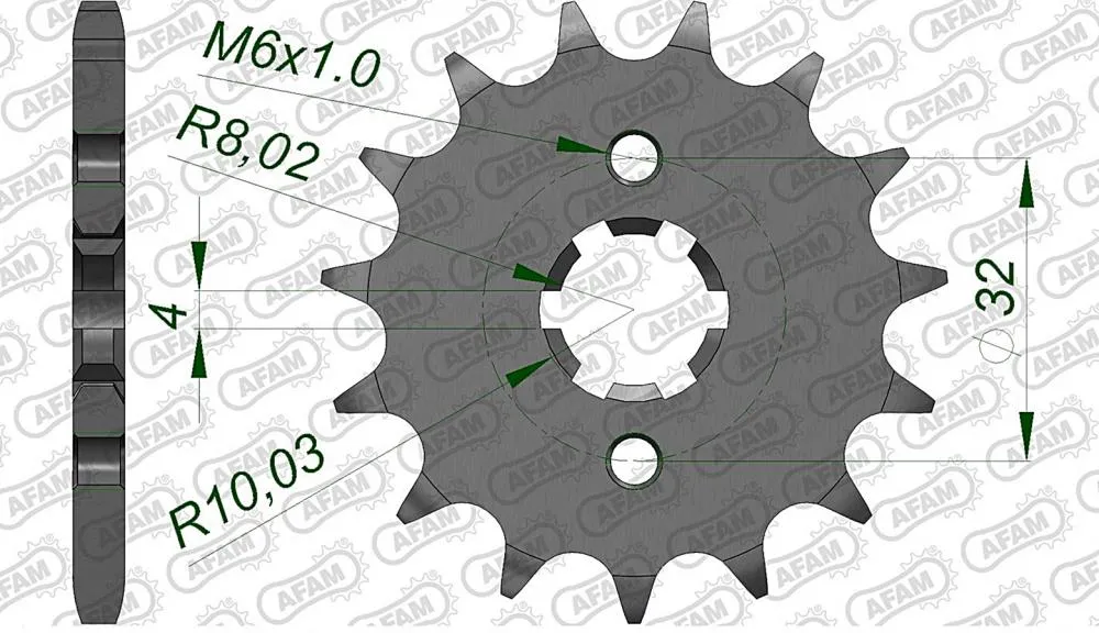 Afam_Ritzel_Vorne_21208 AFAM Kettensatz Stahl 428 XMR-G 14x48 - Yamaha YZF-R 125 2008-18