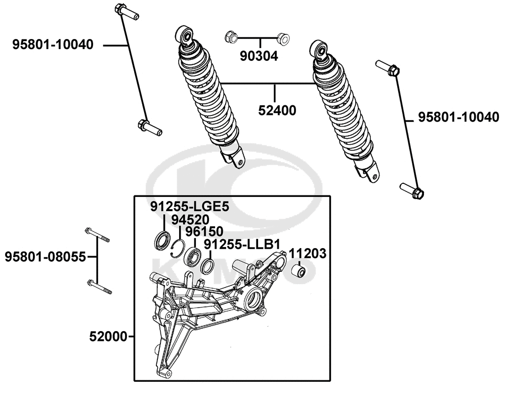 Stoßdämpfer hinten & Schwingarm