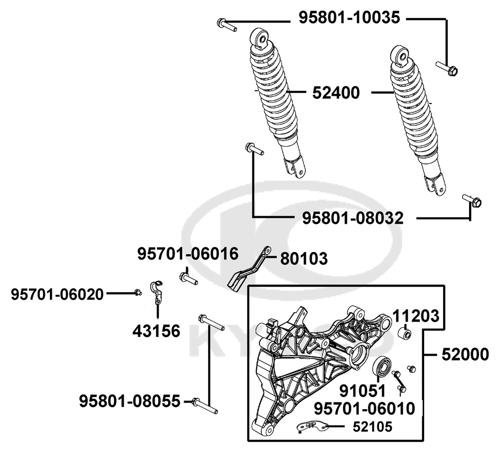 Federbein & Schwingarm hinten Federbein & Schwingarm hinten